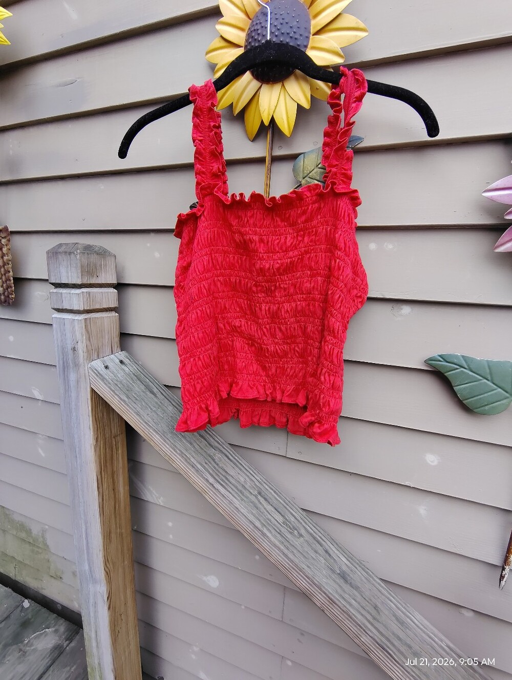 Old Navy Red Ruffled Smocked Crop Top